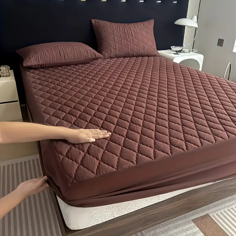 Quilted Waterproof Mattress Protector Double Bed Brown - My Royal Choice