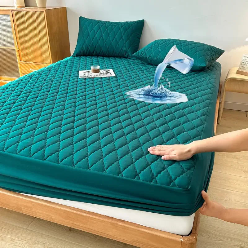 Quilted Waterproof Mattress Protector Double Bed Zinc - My Royal Choice