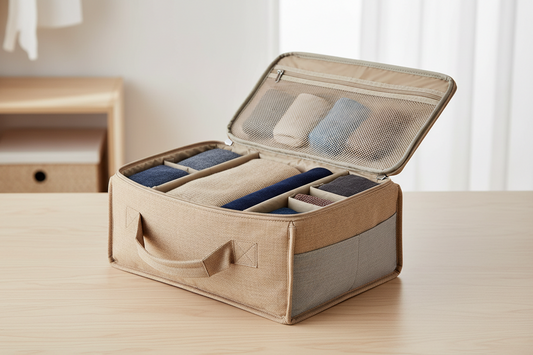 Foldable Clothes Organizer Bag with Compartments – Space-Saving Storage Made Easy