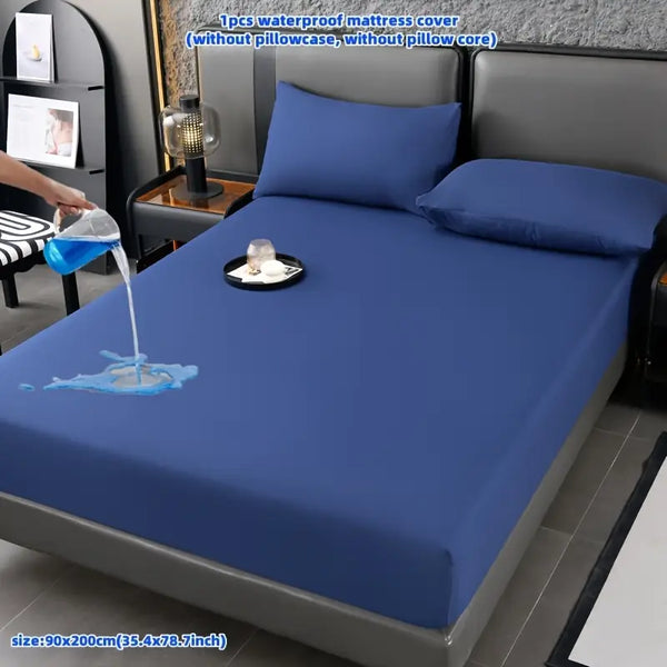 Terry Cotton 100% Waterproof Mattress Protector/Cover Blue