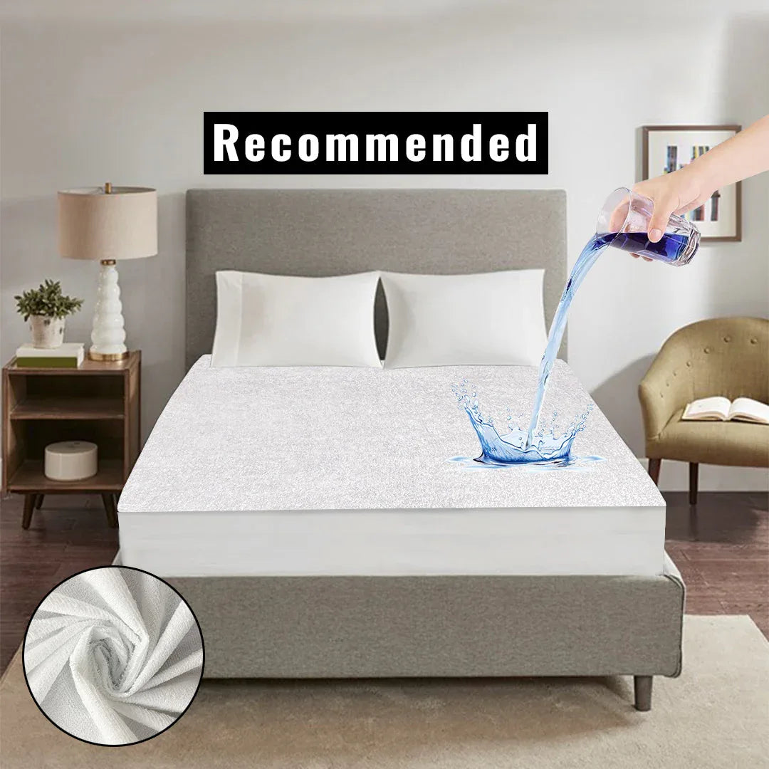 Premium & Export Quality Terry Cotton 100% Waterproof Fitted Style Mattress Protector - White - My Royal Choice