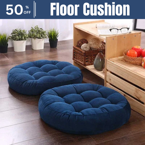 Round Shape Floor Cushion / Soft Meditation Cushion For Casual Seating In Blue Color