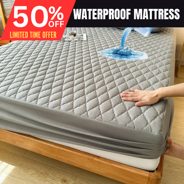 Quilted Waterproof Mattress Protector Double Bed Gray