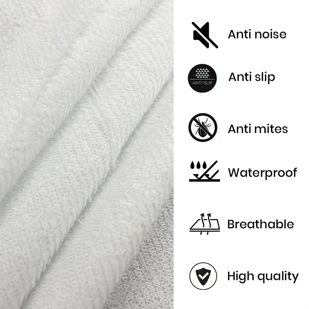 Premium & Export Quality Terry Cotton 100% Waterproof Fitted Style Mattress Protector - White - My Royal Choice