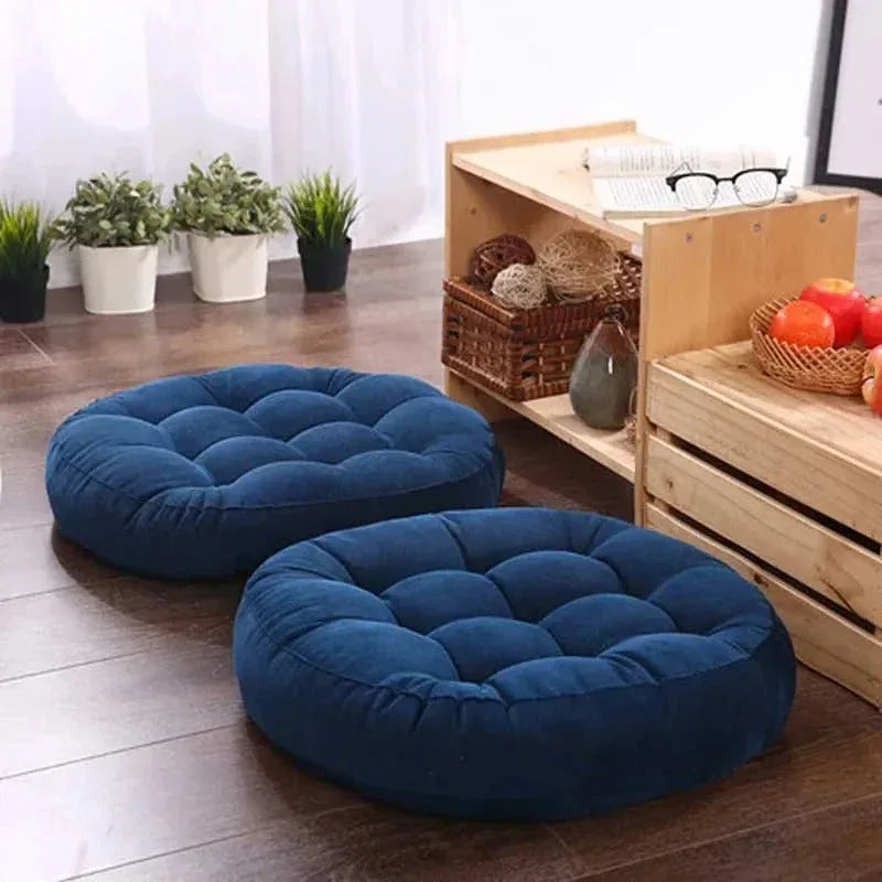 Round Shape Floor Cushion / Soft Meditation Cushion For Casual Seating In Blue Color - My Royal Choice