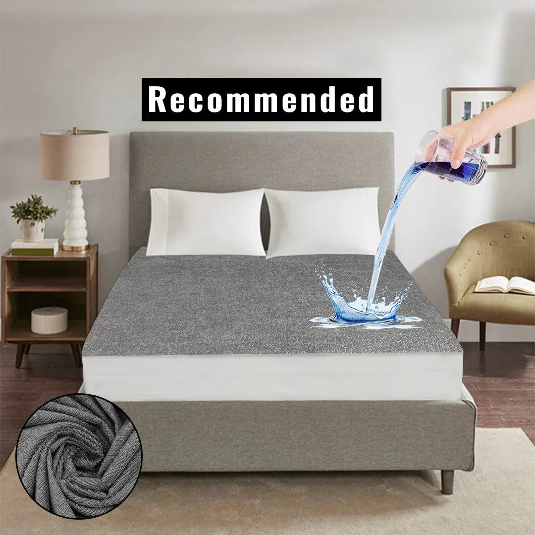 Premium & Export Quality Terry Cotton 100% Waterproof Fitted Style Mattress Protector- Grey Color - My Royal Choice