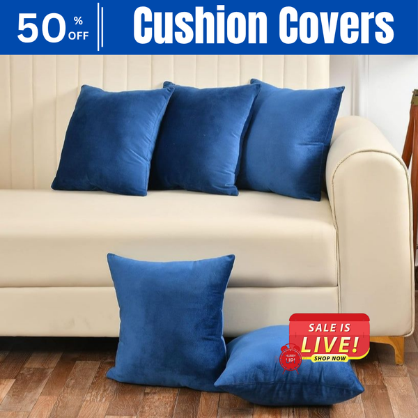 Plain Velvet Cushion Covers - Blue 16″ x 16″