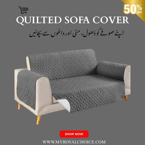 Quilted Ultrasonic Sofa Cover  - Grey