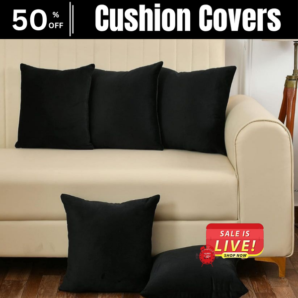 Plain Velvet Cushion Covers - Black 16″ x 16″