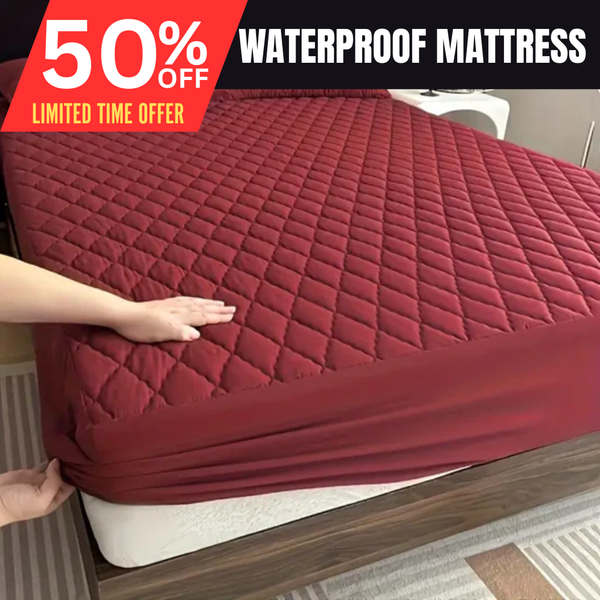 Quilted Waterproof Mattress Protector Double Bed Maroon