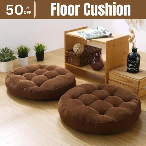 Round Shape Floor Cushion / Soft Meditation Cushion For Casual Seating In Brown Color