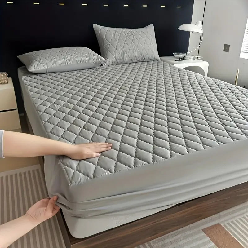 Quilted Waterproof Mattress Protector Double Bed Gray - My Royal Choice