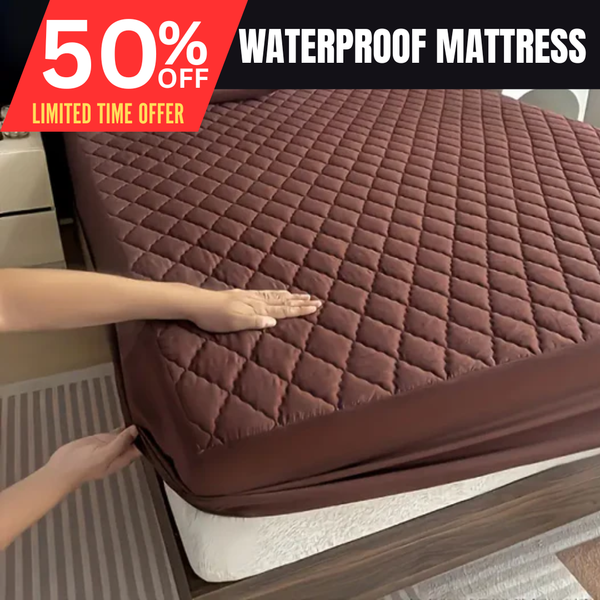 Quilted Waterproof Mattress Protector Double Bed Brown