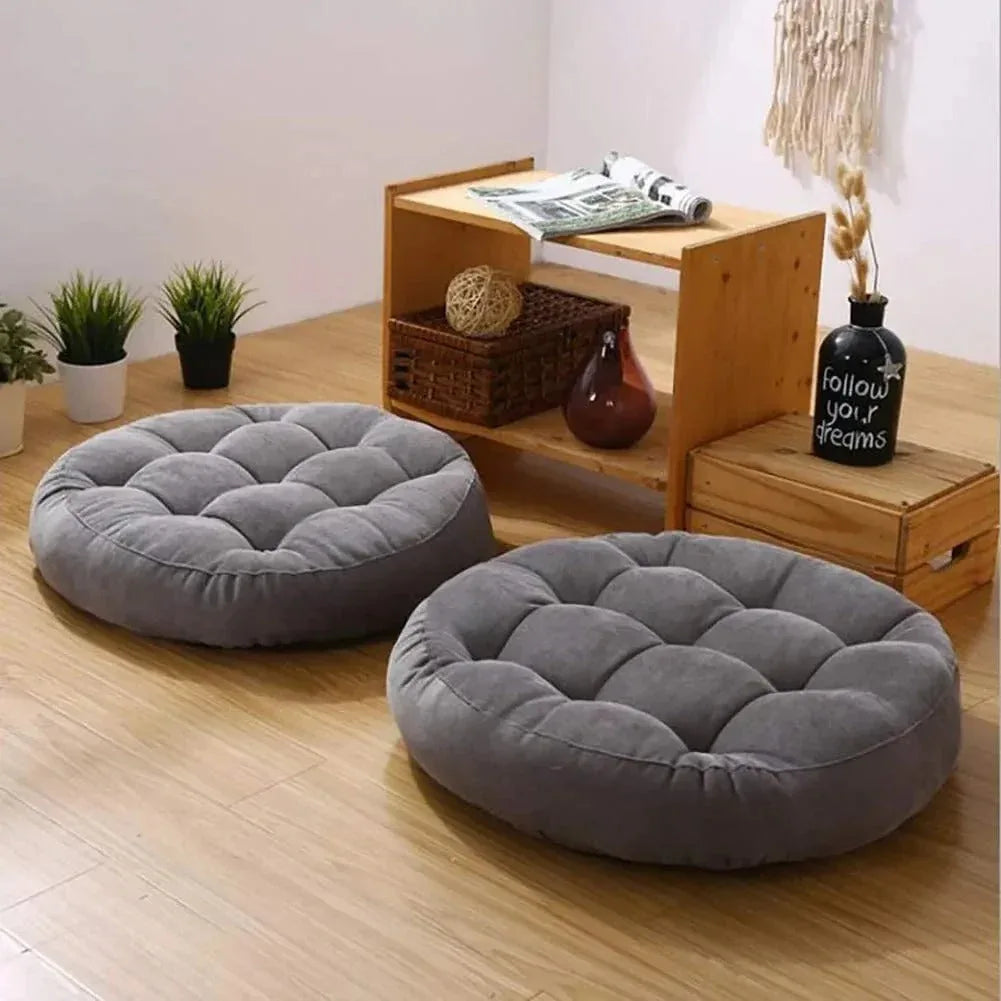 Round Shape Floor Cushion / Soft Meditation Cushion For Casual Seating In Grey Color - My Royal Choice