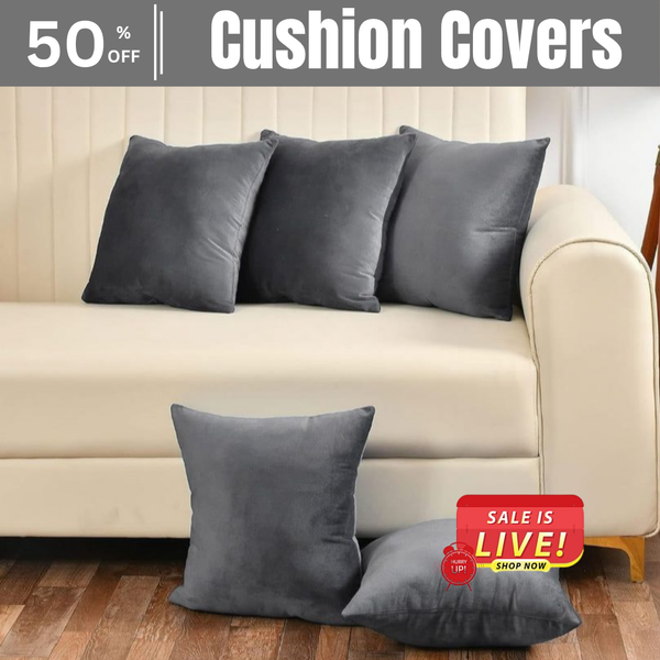 Plain Velvet Cushion Covers - Grey  16″ x 16″