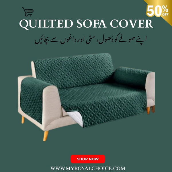 Quilted Ultrasonic Sofa Cover - Green