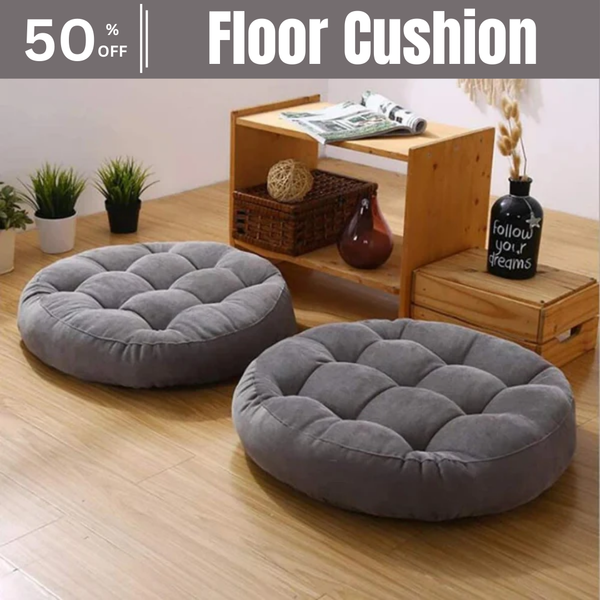 Round Shape Floor Cushion / Soft Meditation Cushion For Casual Seating In Grey Color
