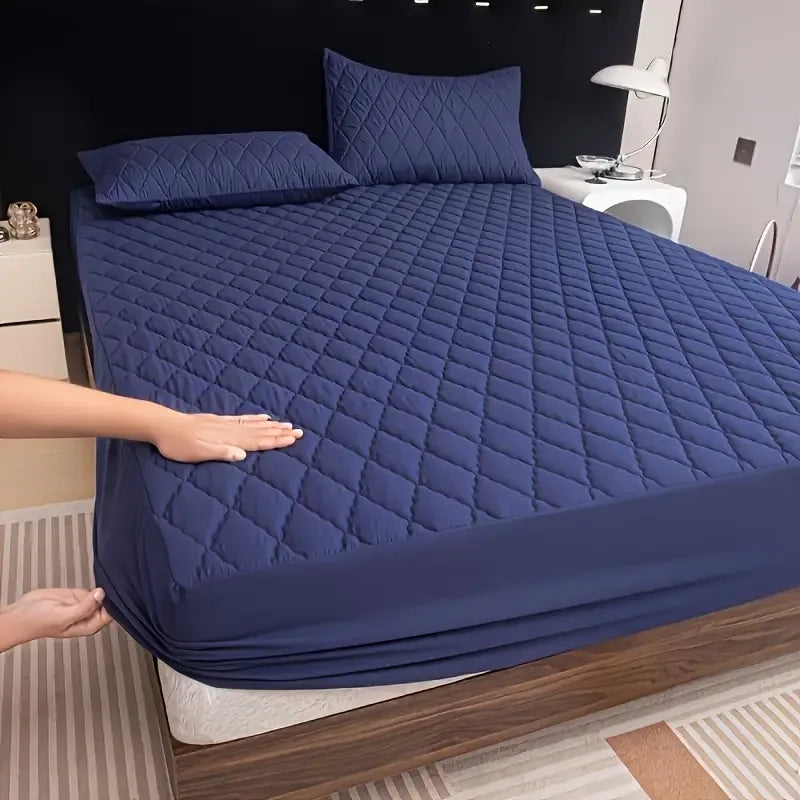 Quilted Waterproof Mattress Protector Double Bed Blue - My Royal Choice