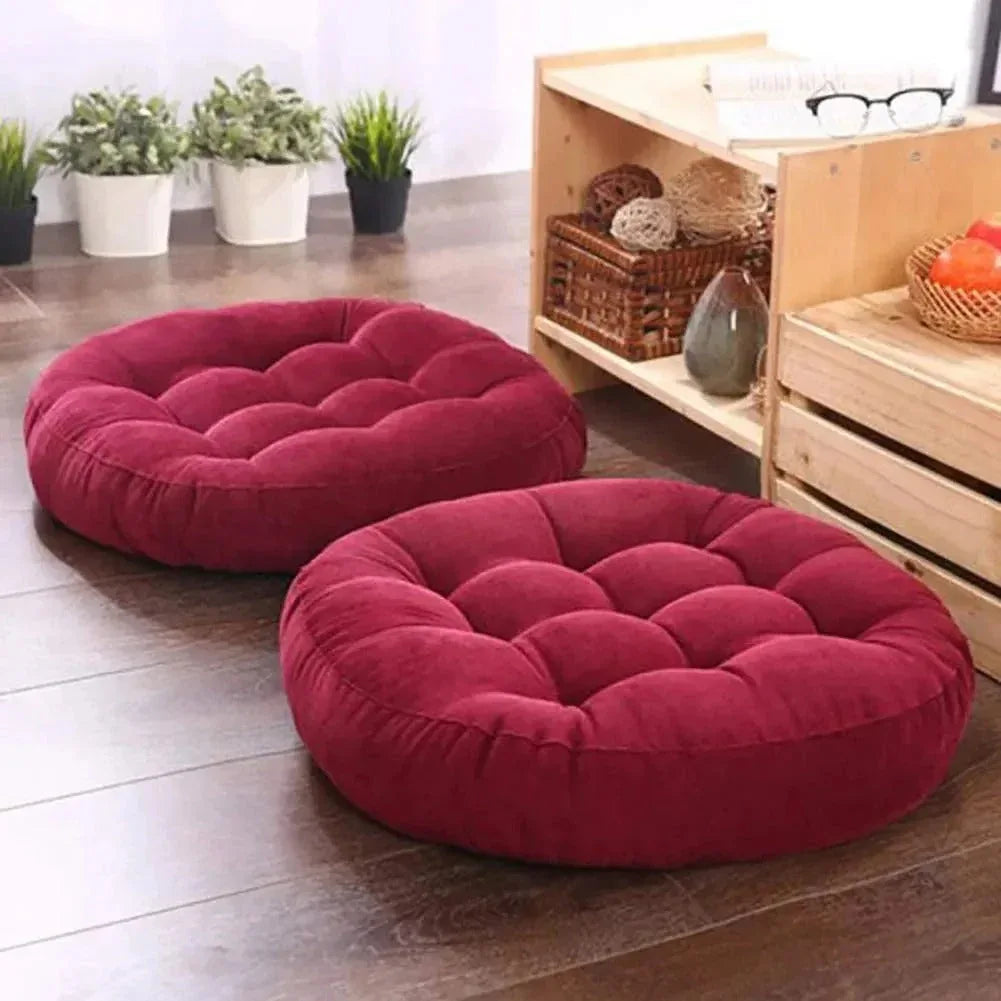 Round Shape Floor Cushion / Soft Meditation Cushion For Casual Seating In Maroon Color - My Royal Choice