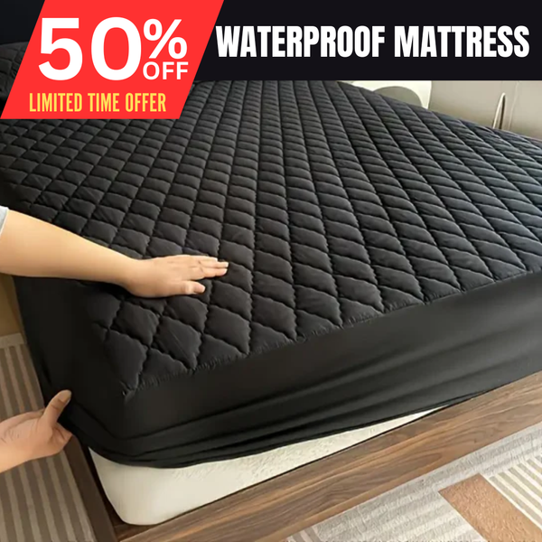 Quilted Waterproof Mattress Protector Double Bed Black