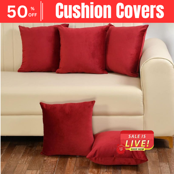 Plain Velvet Cushion Covers - Maroon 16″ x 16″