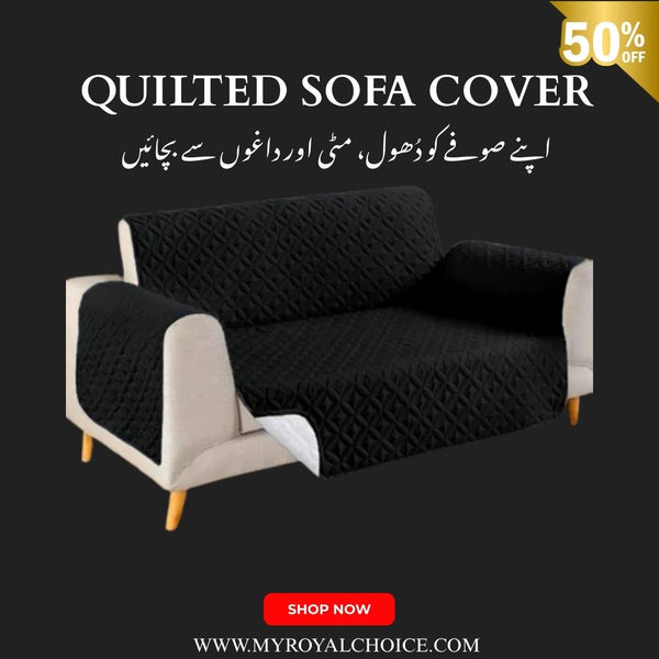 Quilted Ultrasonic Sofa Cover - Black