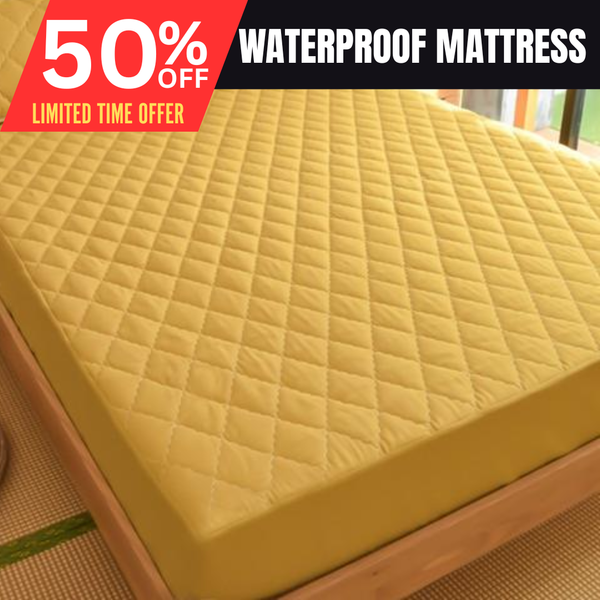 Quilted Waterproof Mattress Protector Double Bed Golden/Skin