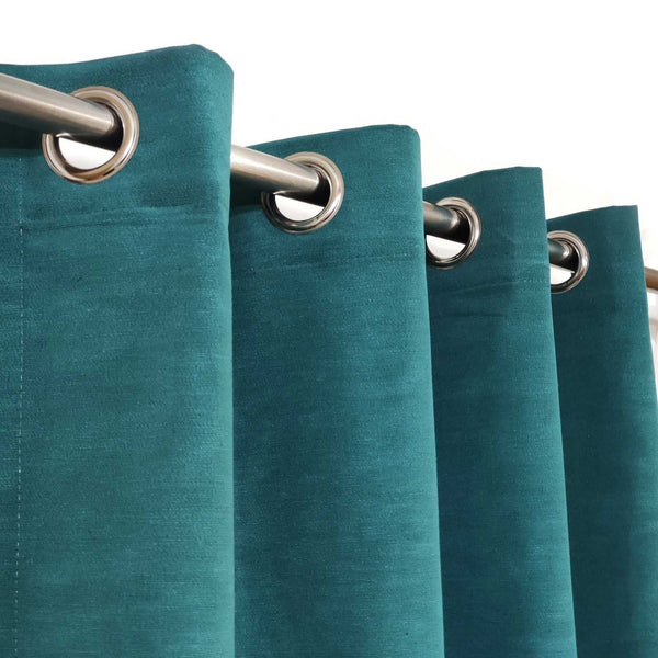 Teal Color Plain Duck Cotton Curtain