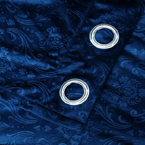 VELVET CURTAINS PREMIUM QUALITY EMBOSSED STUFF (PAIR) BLUE
