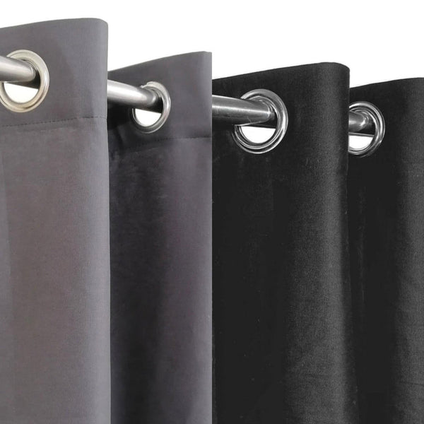 Pair of Plain Duck Cotton Curtain Black & Grey Combo