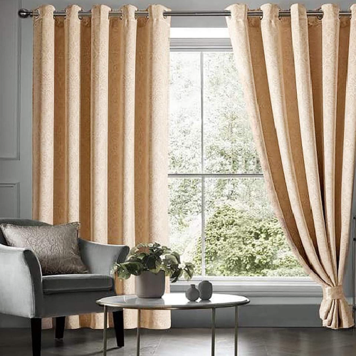 VELVET CURTAINS PREMIUM QUALITY EMBOSSED STUFF (PAIR) CREAM