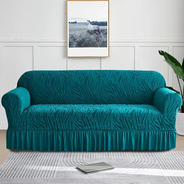 Zebra Velvet Sofa Covers ( Greenish Zinc )