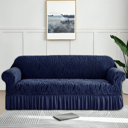 Zebra Velvet Sofa Covers ( Blue )