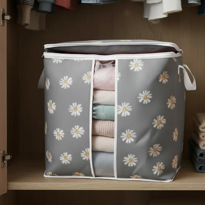 Soft Non-Woven Storage Bag In Floral Print (Grey)