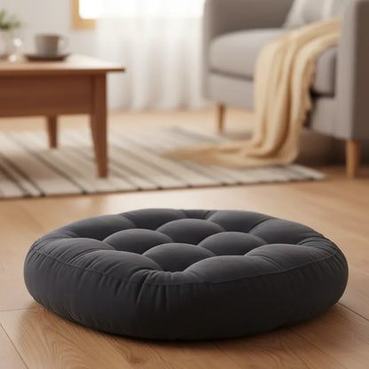 Round Shape Floor Cushion | Soft Meditation Cushion for Casual Seating in Black - My Royal Choice