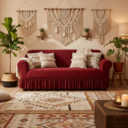 Zebra Velvet Sofa Covers ( Maroon ) - My Royal Choice
