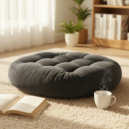 Round Shape Floor Cushion | Soft Meditation Cushion for Casual Seating in Black - My Royal Choice
