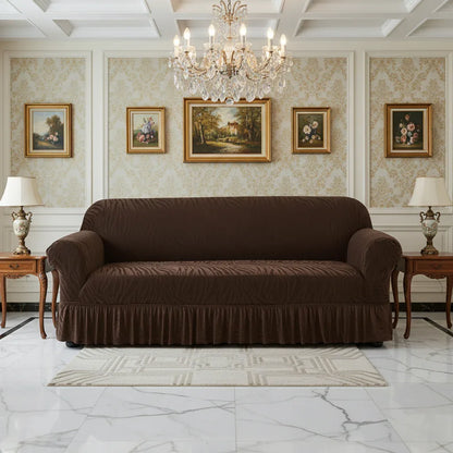 Zebra Velvet Sofa Covers ( Dark Brown ) - My Royal Choice