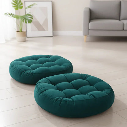 Round Shape Floor Cushion / Soft Meditation Cushion For Casual Seating In Green Color - My Royal Choice