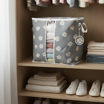 Soft Non-Woven Storage Bag In Floral Print (Grey)