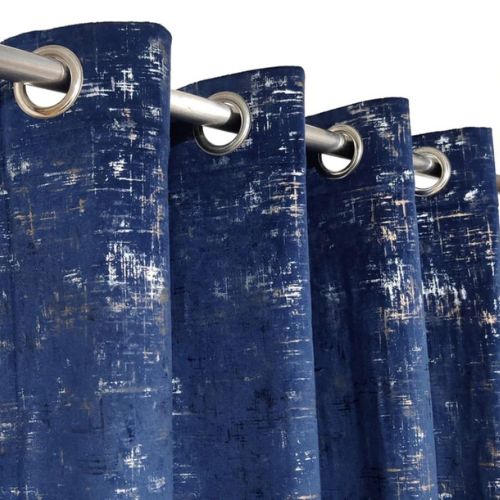 TEXTURE VELVET CURTAINS PREMIUM QUALITY MOONLIGHT STUFF (PAIR) BLUE