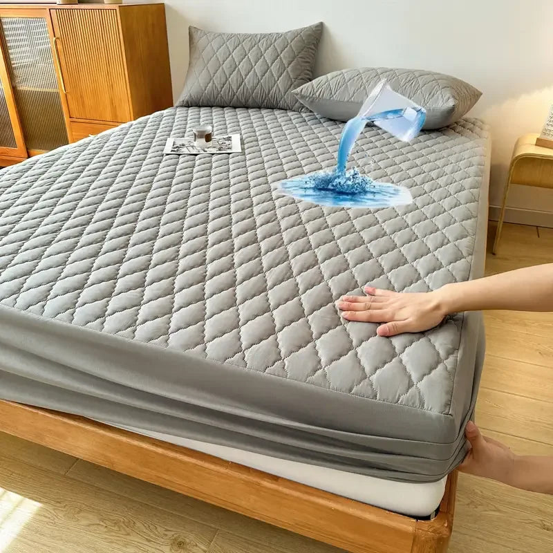 Quilted Waterproof Mattress Protector Double Bed Gray - My Royal Choice