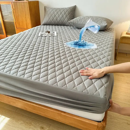 Quilted Waterproof Mattress Protector Double Bed Gray - My Royal Choice