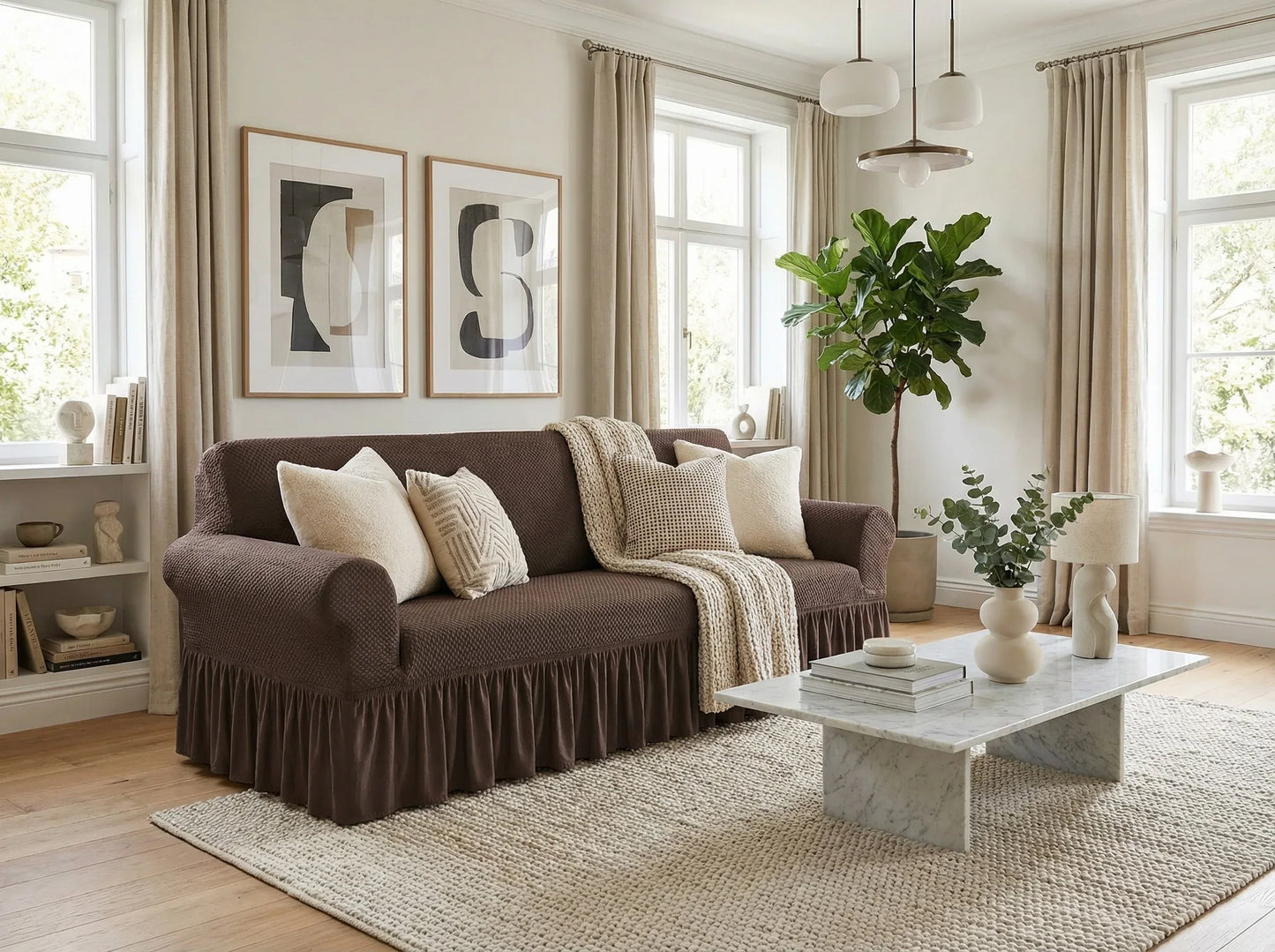Turkish Mesh Sofa Cover - Dark Brown - My Royal Choice