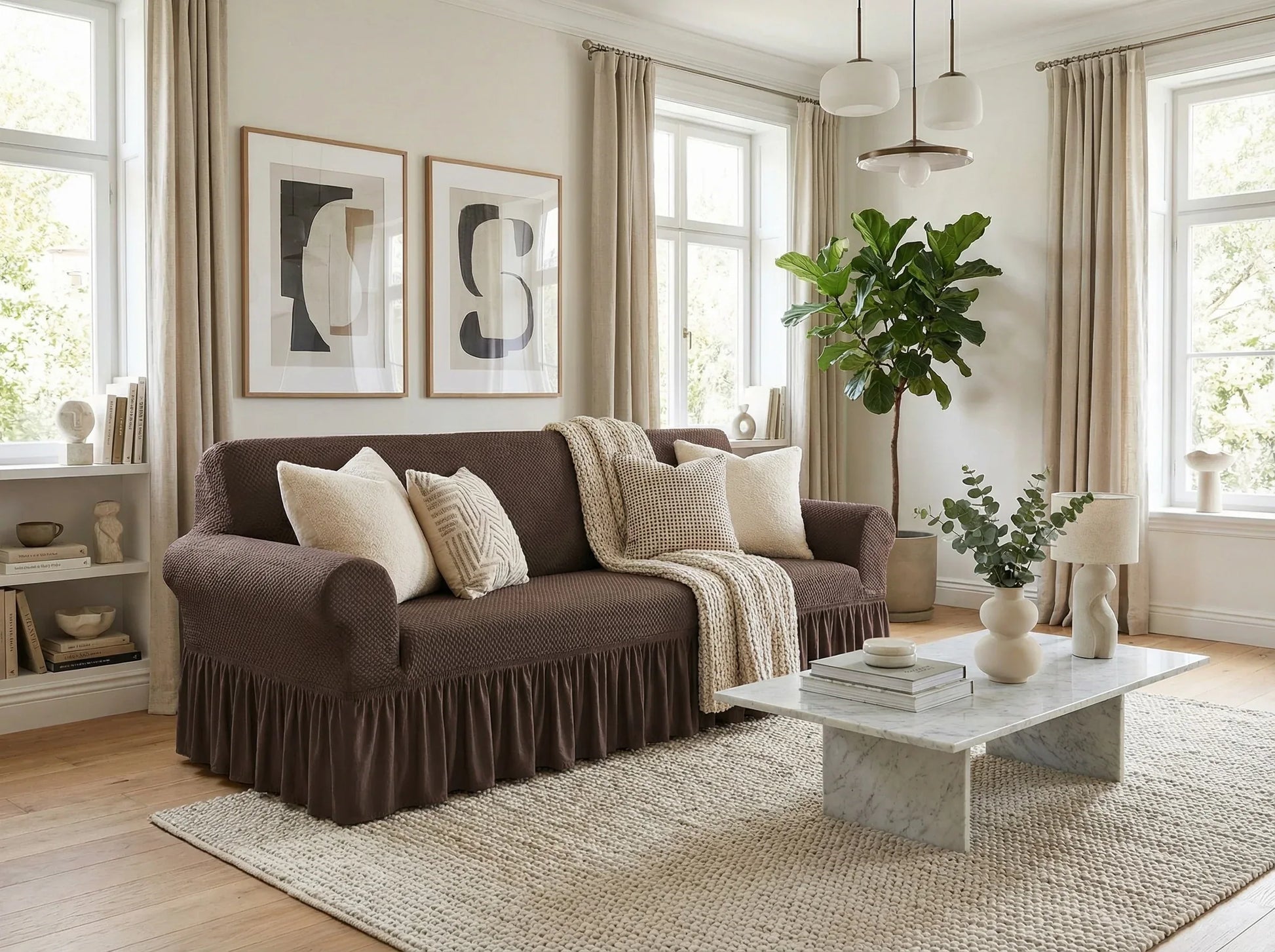 Turkish Mesh Sofa Cover - Dark Brown - My Royal Choice