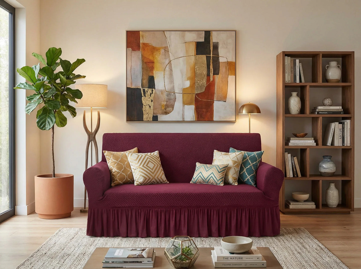 Turkish Mesh Sofa Cover - Maroon - My Royal Choice