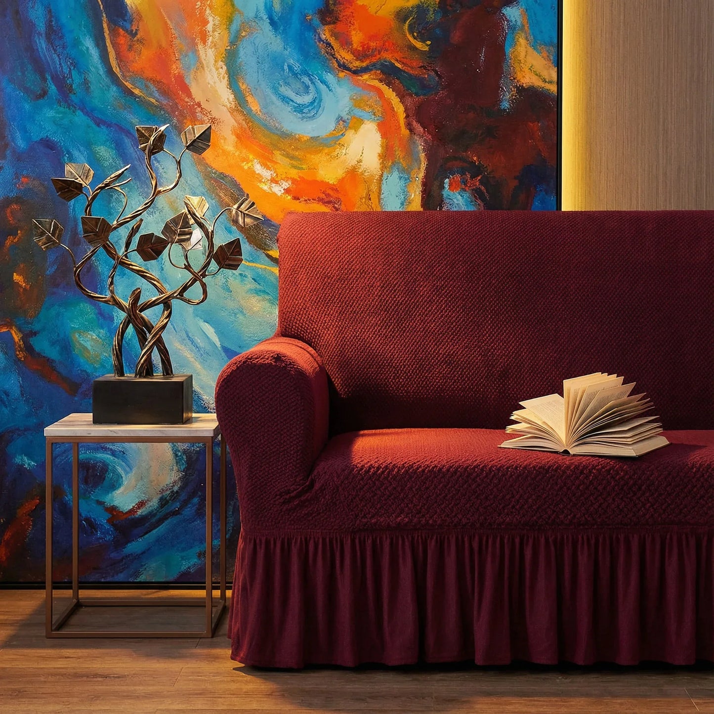 Turkish Mesh Sofa Cover - Maroon - My Royal Choice