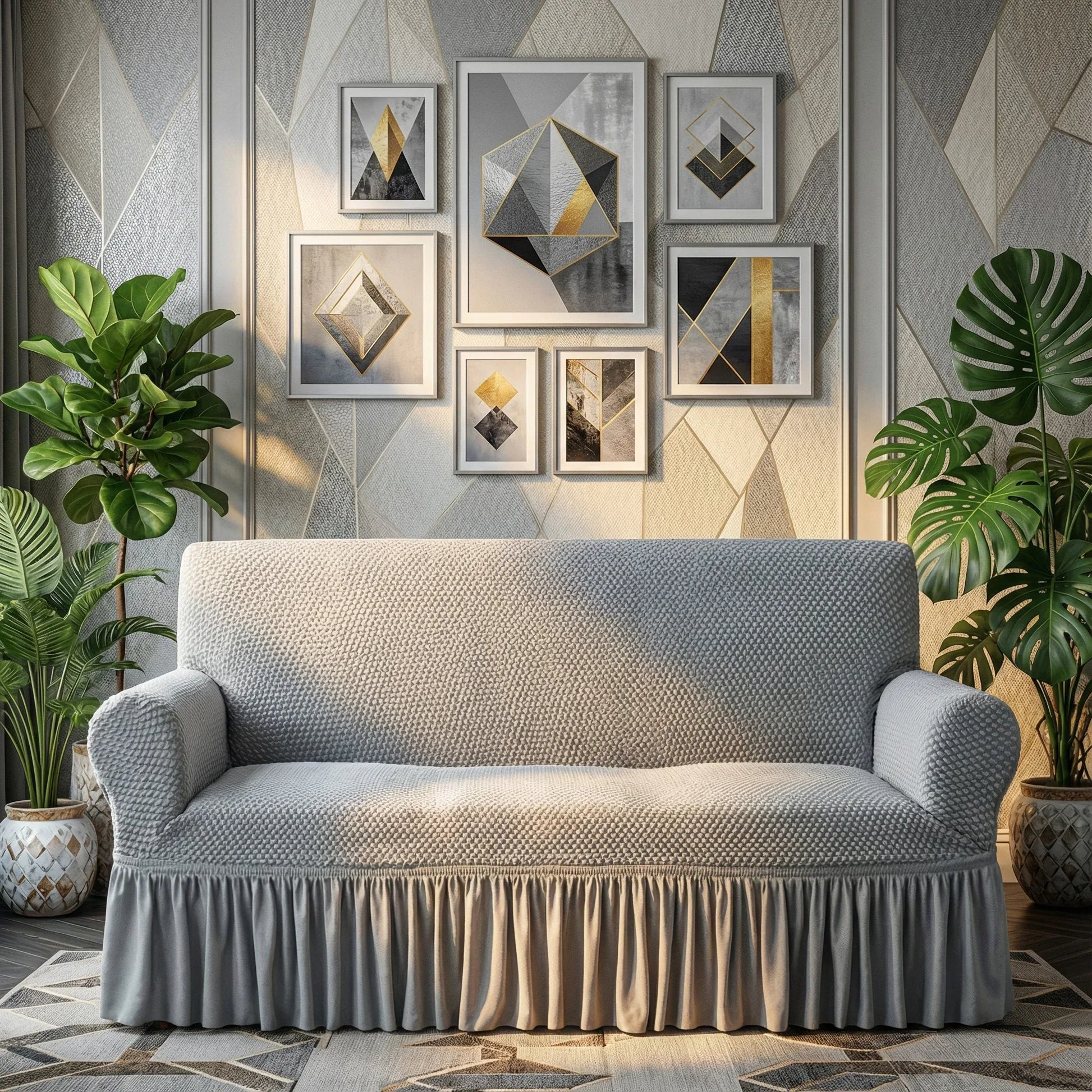 Turkish Mesh Sofa Cover - Grey - My Royal Choice