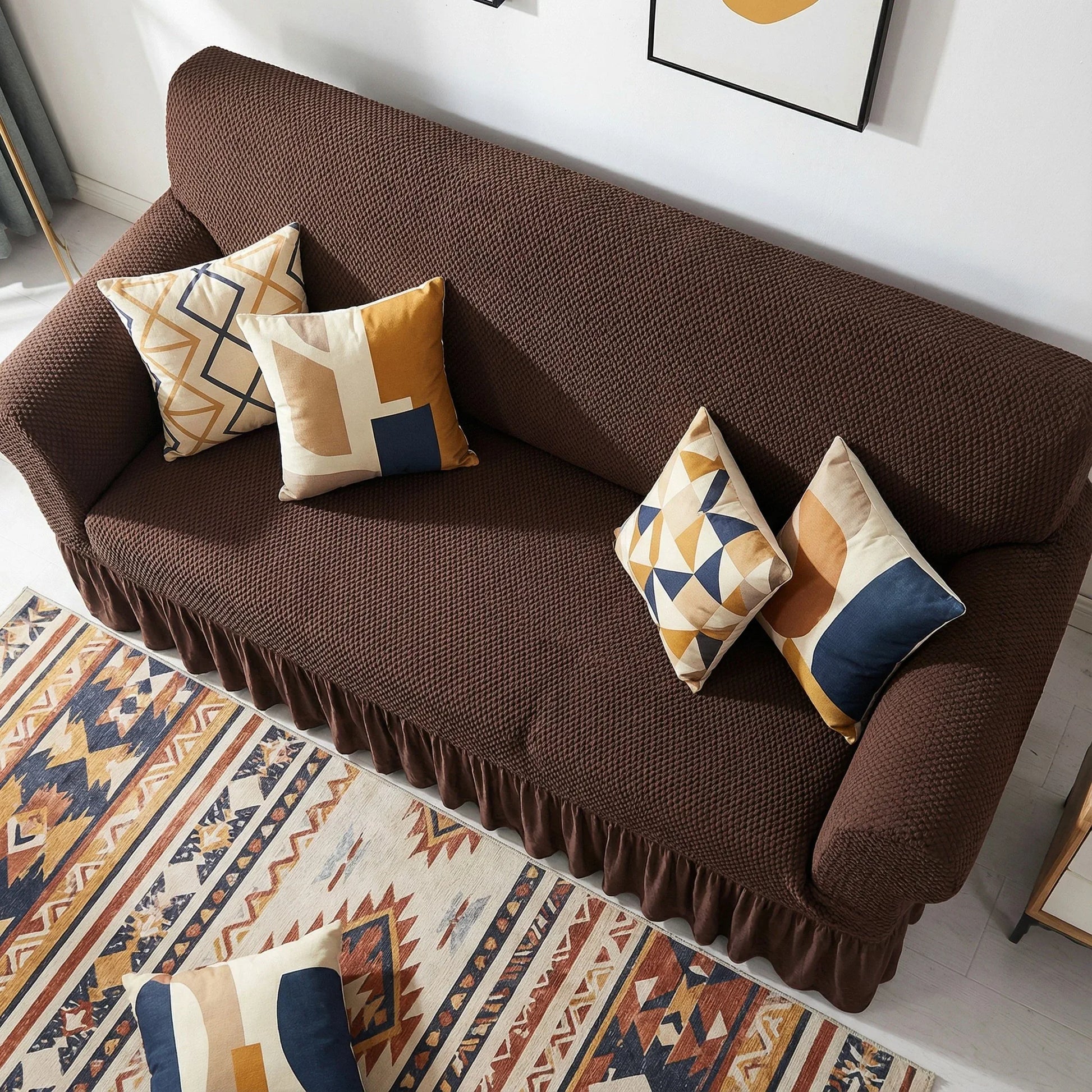Turkish Mesh Sofa Cover - Dark Brown - My Royal Choice