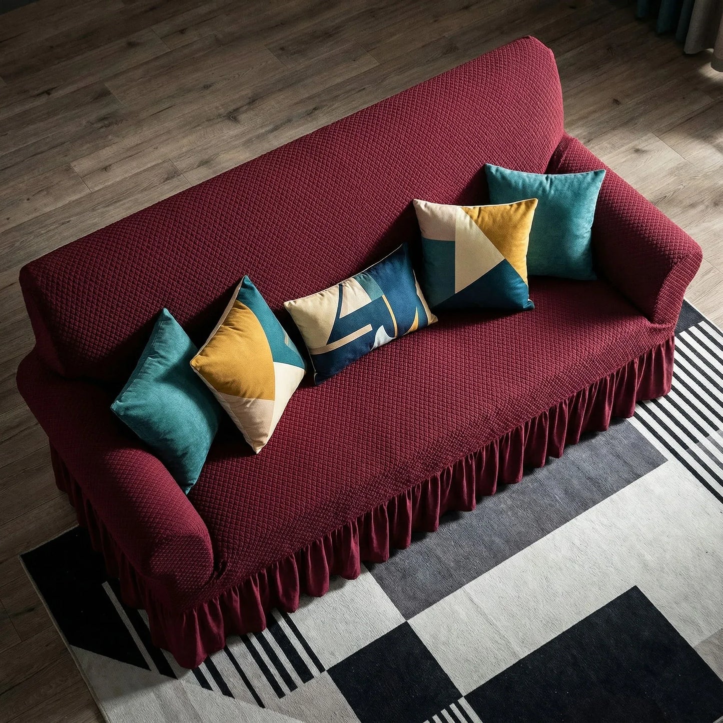 Turkish Mesh Sofa Cover - Maroon - My Royal Choice